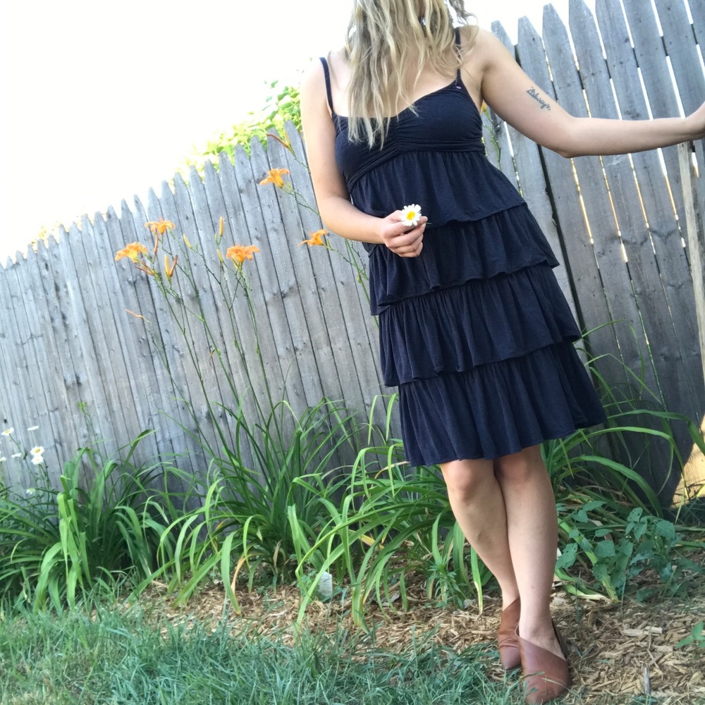J Crew Navy Knit Tiered Dress - Picture 1 of 6